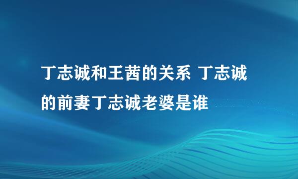 丁志诚和王茜的关系 丁志诚的前妻丁志诚老婆是谁