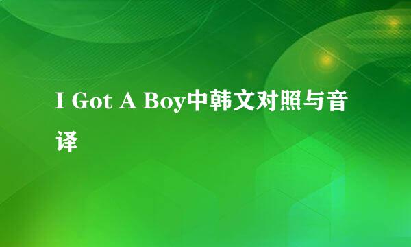 I Got A Boy中韩文对照与音译