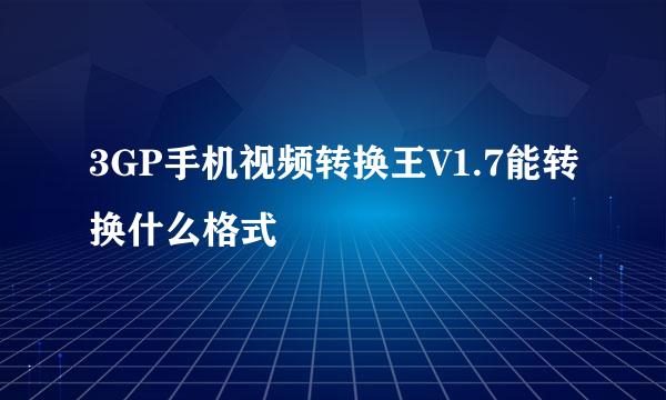 3GP手机视频转换王V1.7能转换什么格式