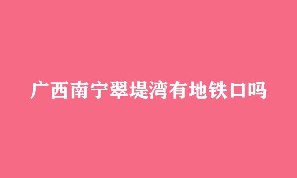 广西南宁翠堤湾有地铁口吗