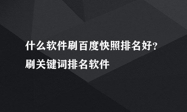 什么软件刷百度快照排名好？刷关键词排名软件