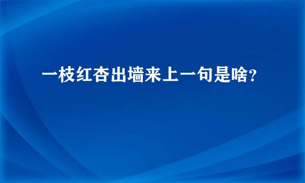 一枝红杏出墙来上一句是啥？