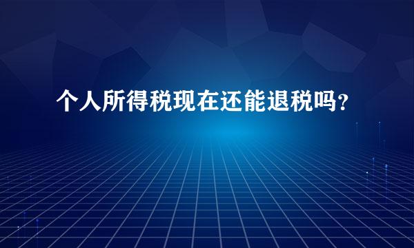 个人所得税现在还能退税吗？