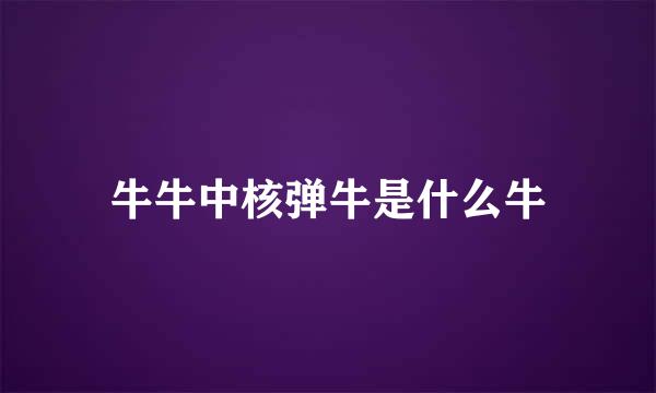 牛牛中核弹牛是什么牛