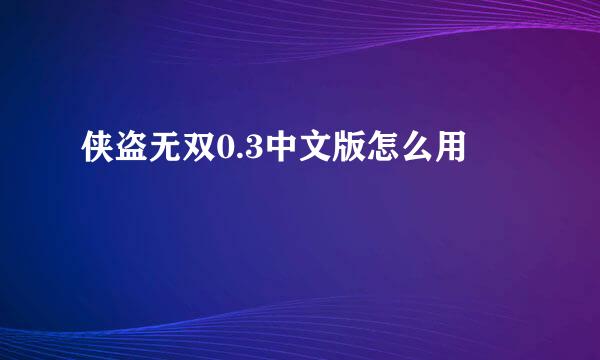 侠盗无双0.3中文版怎么用