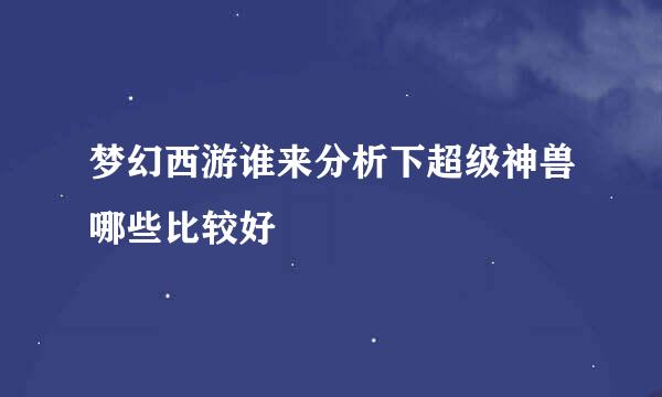 梦幻西游谁来分析下超级神兽哪些比较好