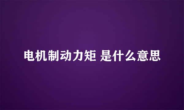 电机制动力矩 是什么意思