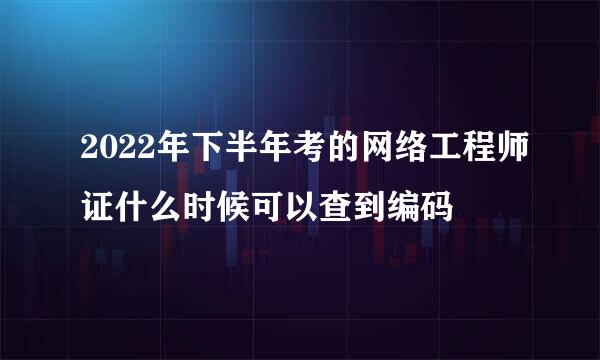 2022年下半年考的网络工程师证什么时候可以查到编码