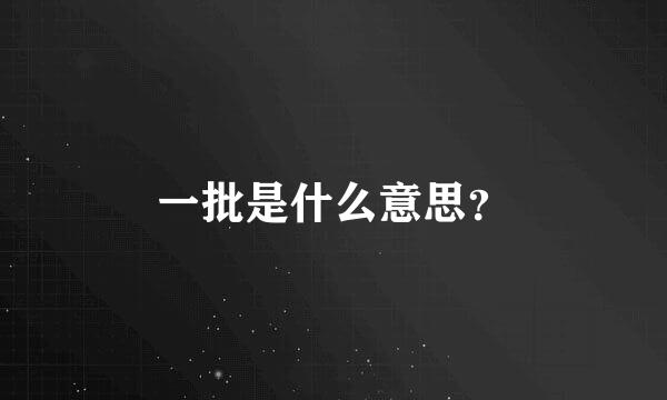 一批是什么意思？