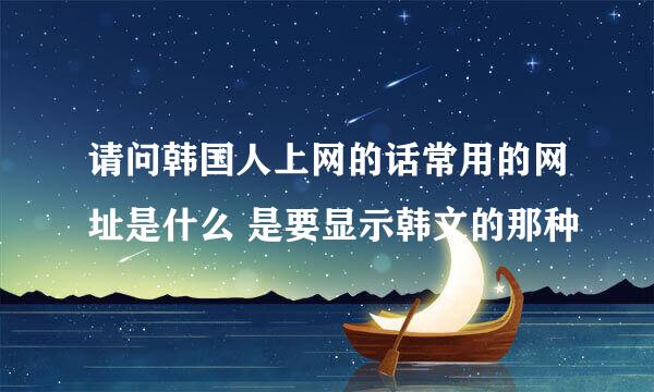 请问韩国人上网的话常用的网址是什么 是要显示韩文的那种