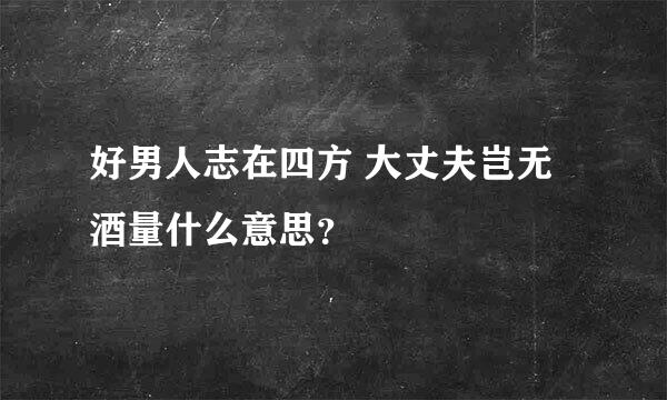 好男人志在四方 大丈夫岂无酒量什么意思？