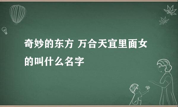 奇妙的东方 万合天宜里面女的叫什么名字