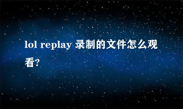 lol replay 录制的文件怎么观看?