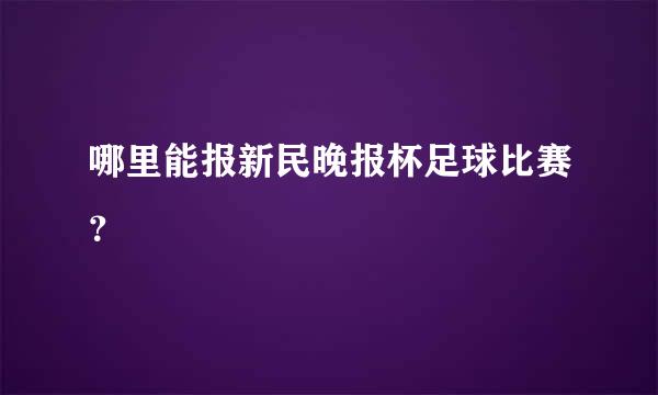 哪里能报新民晚报杯足球比赛？