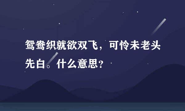 鸳鸯织就欲双飞，可怜未老头先白。什么意思？