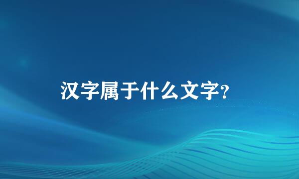 汉字属于什么文字？