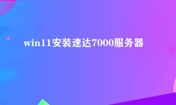 win11安装速达7000服务器