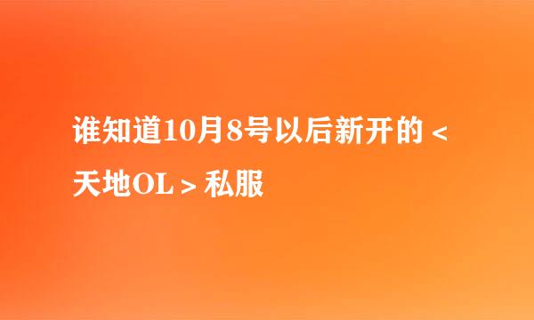 谁知道10月8号以后新开的＜天地OL＞私服