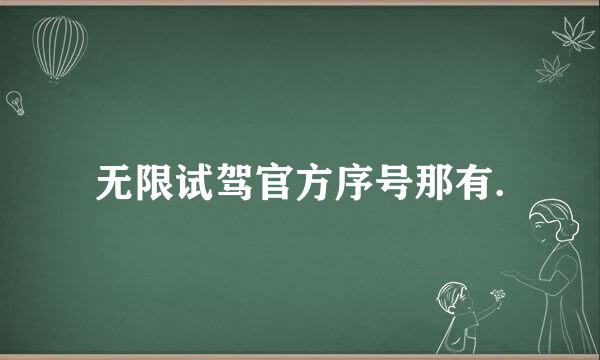 无限试驾官方序号那有.