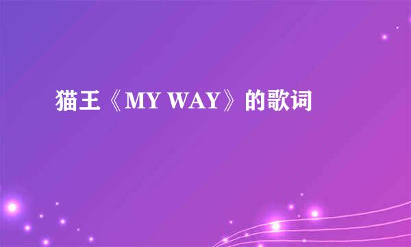 猫王《MY WAY》的歌词