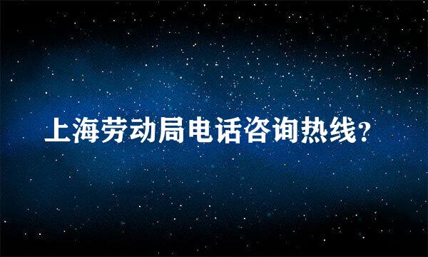 上海劳动局电话咨询热线？