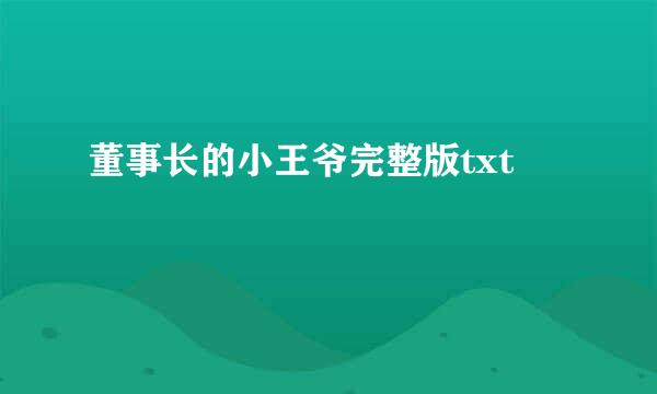 董事长的小王爷完整版txt