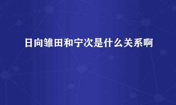 日向雏田和宁次是什么关系啊