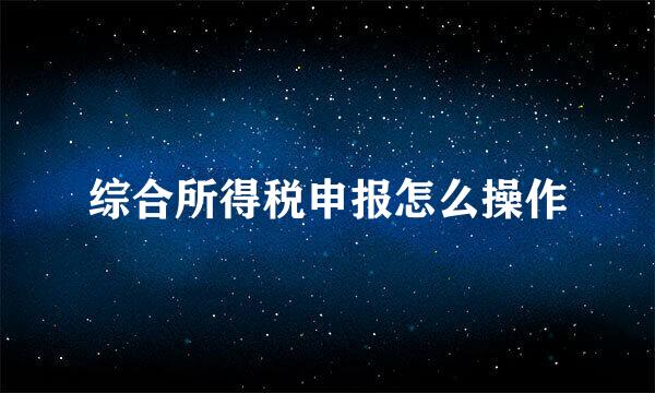 综合所得税申报怎么操作