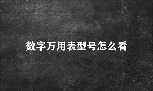 数字万用表型号怎么看