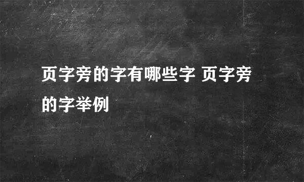 页字旁的字有哪些字 页字旁的字举例