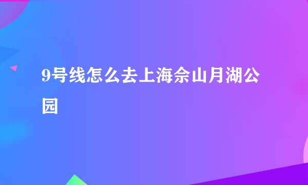 9号线怎么去上海佘山月湖公园