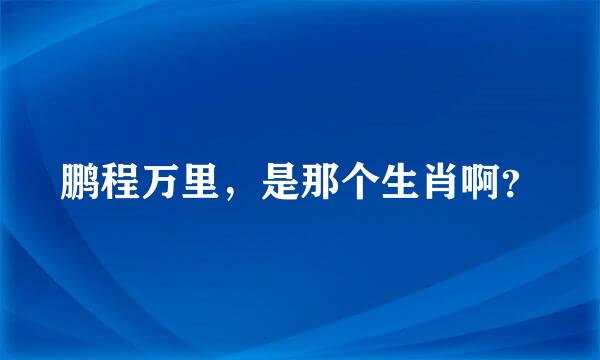 鹏程万里，是那个生肖啊？