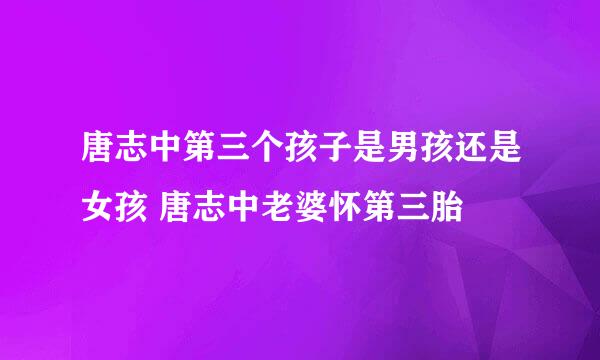 唐志中第三个孩子是男孩还是女孩 唐志中老婆怀第三胎