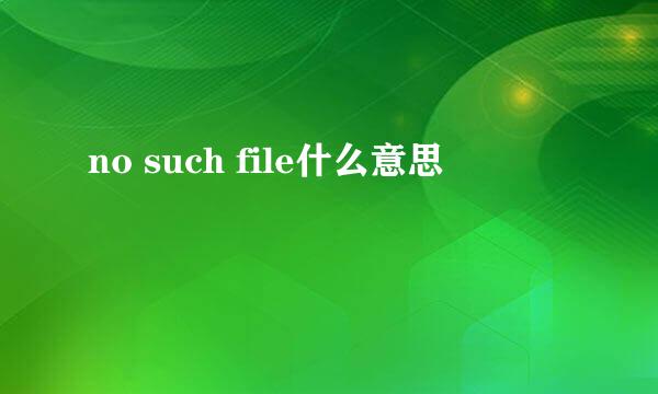 no such file什么意思