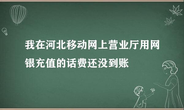 我在河北移动网上营业厅用网银充值的话费还没到账