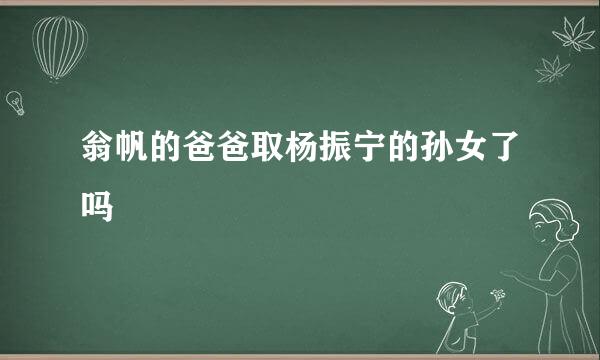 翁帆的爸爸取杨振宁的孙女了吗