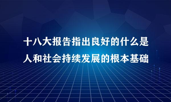 十八大报告指出良好的什么是人和社会持续发展的根本基础