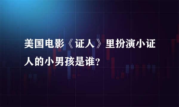 美国电影《证人》里扮演小证人的小男孩是谁？