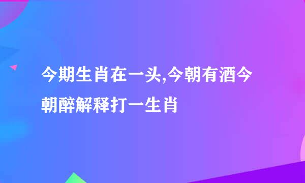 今期生肖在一头,今朝有酒今朝醉解释打一生肖