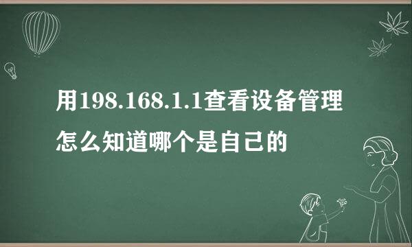 用198.168.1.1查看设备管理怎么知道哪个是自己的