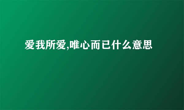 爱我所爱,唯心而已什么意思