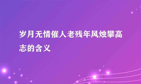 岁月无情催人老残年风烛攀高志的含义