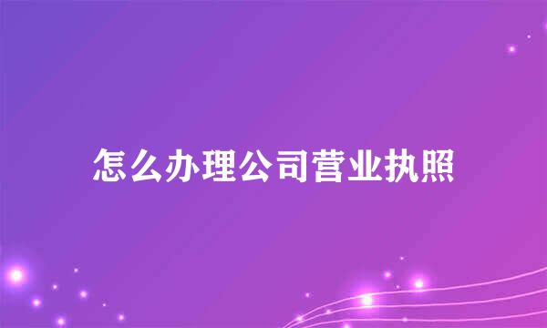 怎么办理公司营业执照