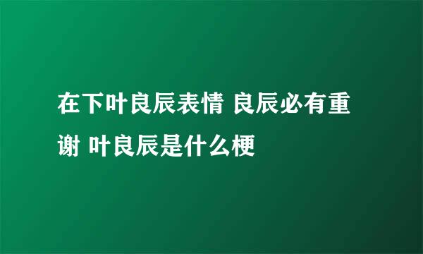 在下叶良辰表情 良辰必有重谢 叶良辰是什么梗