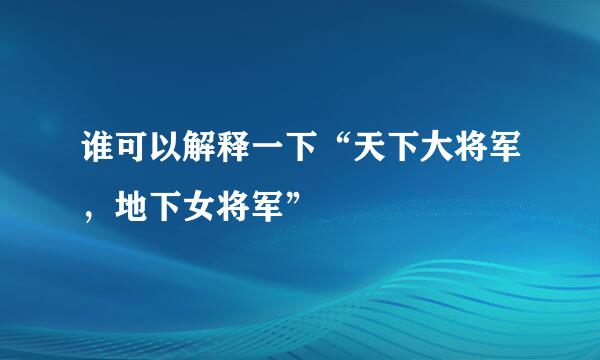 谁可以解释一下“天下大将军，地下女将军”