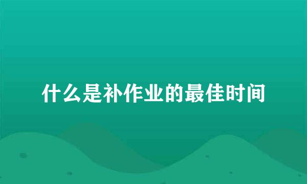 什么是补作业的最佳时间