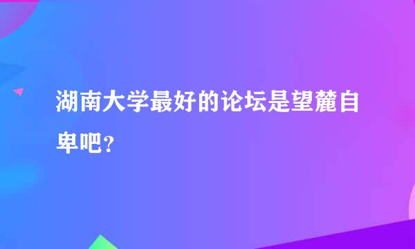 湖南大学最好的论坛是望麓自卑吧？