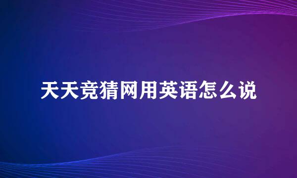 天天竞猜网用英语怎么说