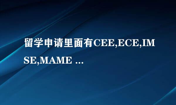 留学申请里面有CEE,ECE,IMSE,MAME 这些都是什么意思啊?