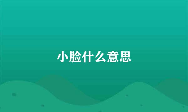 小脸什么意思